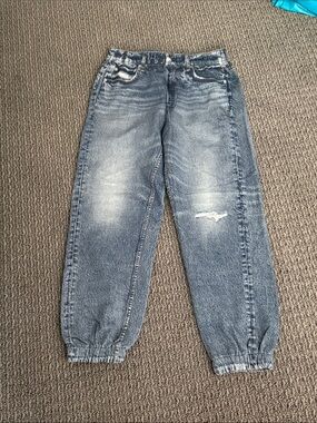 rag & bone Washed Blue Boyfriend Jeans with Elastic Cuffs